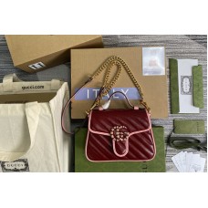 Gucci 583571 GG Marmont mini-tas met handvat aan de bovenkant in donkerrood  diagonaal matelassé leer namaak tassen kopen ,Replica, nep