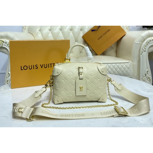 Louis Vuitton M45394 LV Petite Malle Souple handtas in crème reliëf generfd  rundleer namaak tassen kopen ,Replica, nep